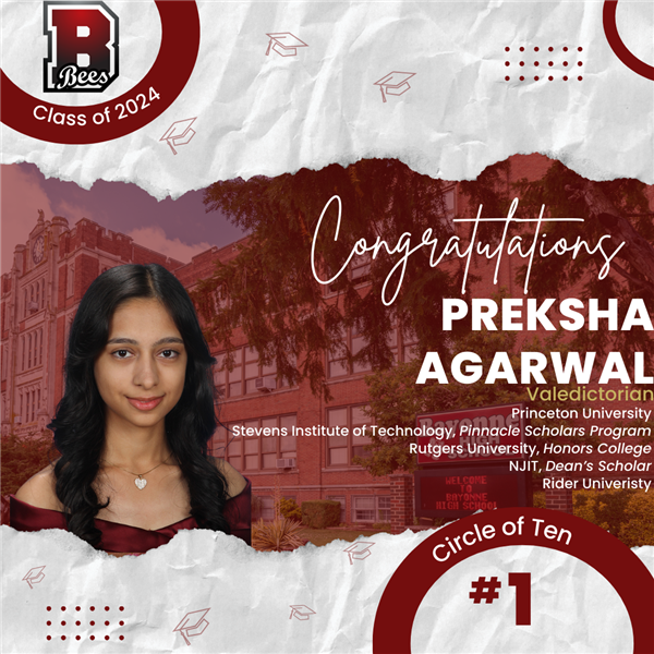 BHS Valedictorian, Preksha Agarwal, Class of 2024